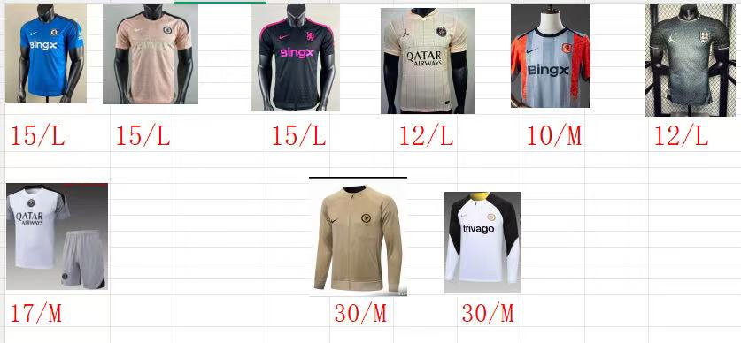 US custom order, a total of 12 jerseys（Half the amount is $107）